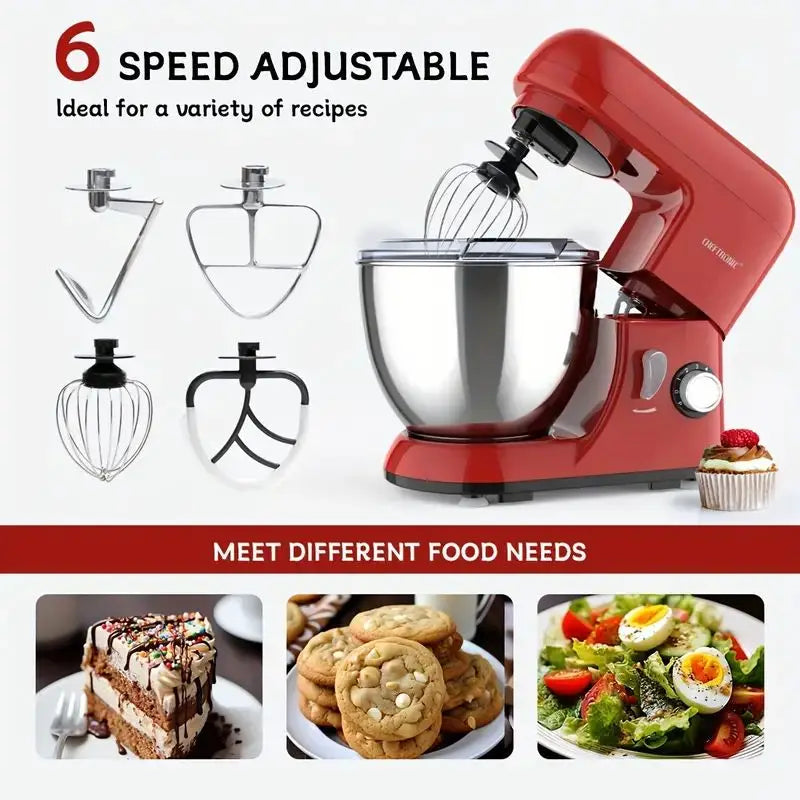 US Plug 1pc, 4.5 Qt Tilt-Head Electric Household Stand Mixer - 500W 6+P Speed
