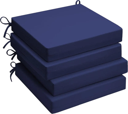 Outdoor Chair Cushions, Pack of 4, Water Resistant with Ties