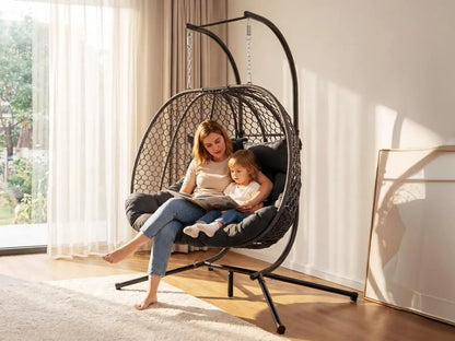 Double Outdoor Egg Swing Chair with Stand