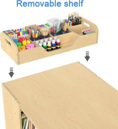 Kids Art Table and Chairs Set with Craft Desk with Large Storage and Art Supply Organizer for Children Ages 8-12