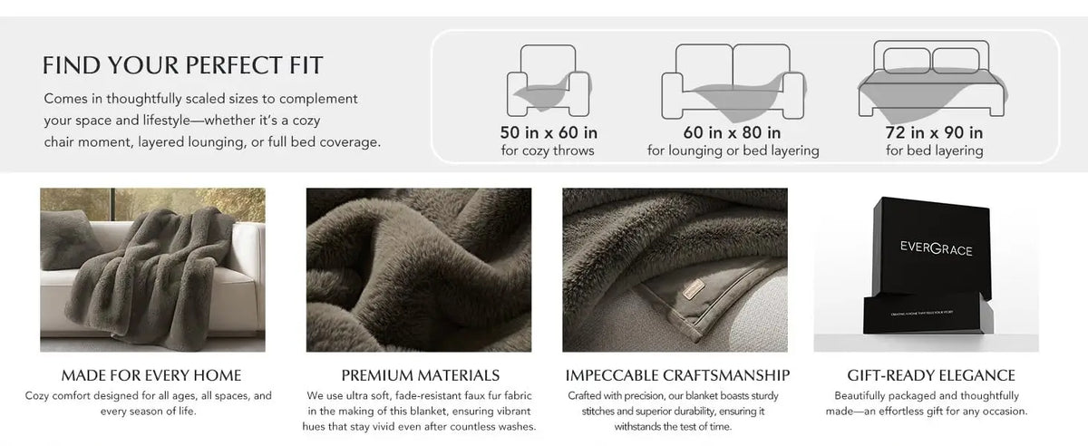 Faux Chinchilla Fur Throw Blanket, 60"x80", Birch Mink