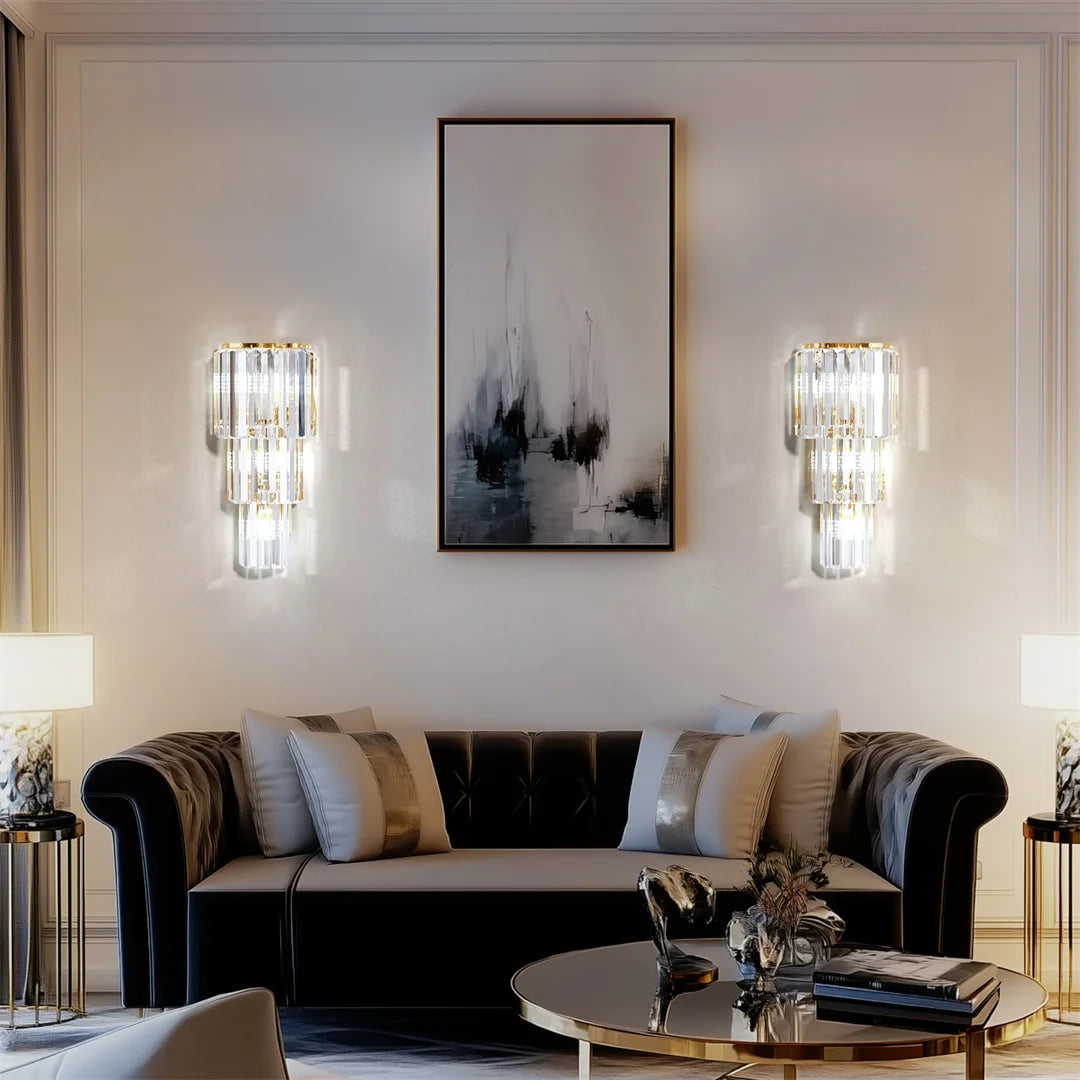 Modern Crystal Wall Lamp, 3-Layer Crystal Sconce