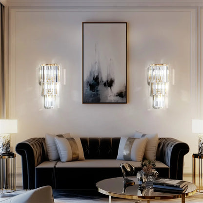 Modern Crystal Wall Lamp, 3-Layer Crystal Sconce