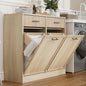 Tilt Out Laundry Hamper Cabinet With Drawer And Baskets, Wooden Laundry Basket For Bathroom ojr Bedroom