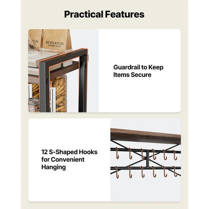 Kitchen Bakers Rack, 23.6 In/31.5 In/35.4 In  Stand with X-Shaped Support Bar, Coffee Bar for Cups & Dishes