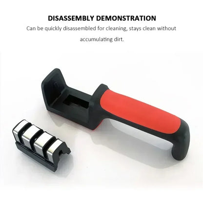 3-Segment Knife Sharpener for Kitchen, Stainless Steel Three-Purpose Sharpening Stone