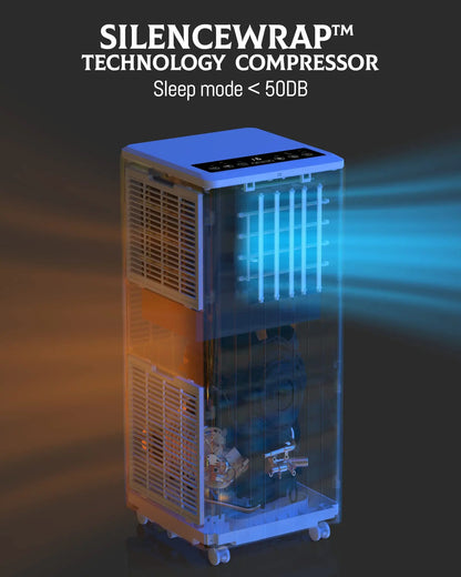 8,000 BTU Portable Air Conditioner, 3-in-1 Unit with Cooling, Dehumidifier & Fan, Remote Control