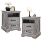 18 Inch Farmhouse Nightstands Set of 2, 2 Drawer Storage & Charging Station