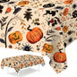 1pc,Halloween Pumpkin Tablecloth, 86.61*51.18inch, Beige Background Plastic Tablecover, Halloween Decoration for Home,Halloween Party,Table Decor