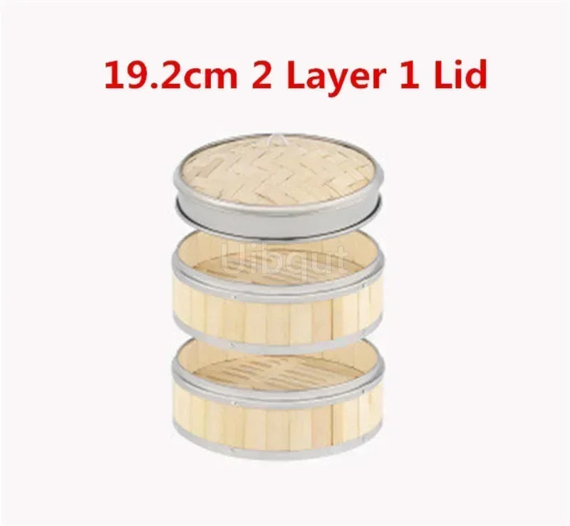 Bamboo Food Steamer basket with Stainless Steel Banding