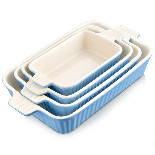 4-Piece Baking Dish Set with Ceramic Handle -Ideal for Lasagne/Pie/Casserole/Tapas(9"/11"/12"/13.3")