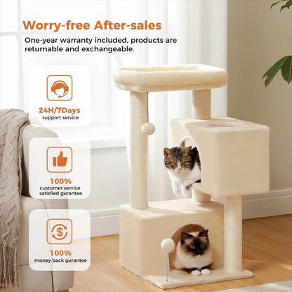 Large Cat Tree for Indoor Cats, Multi-Level Tower with Spacious Condos, Sisal Scratching Pad