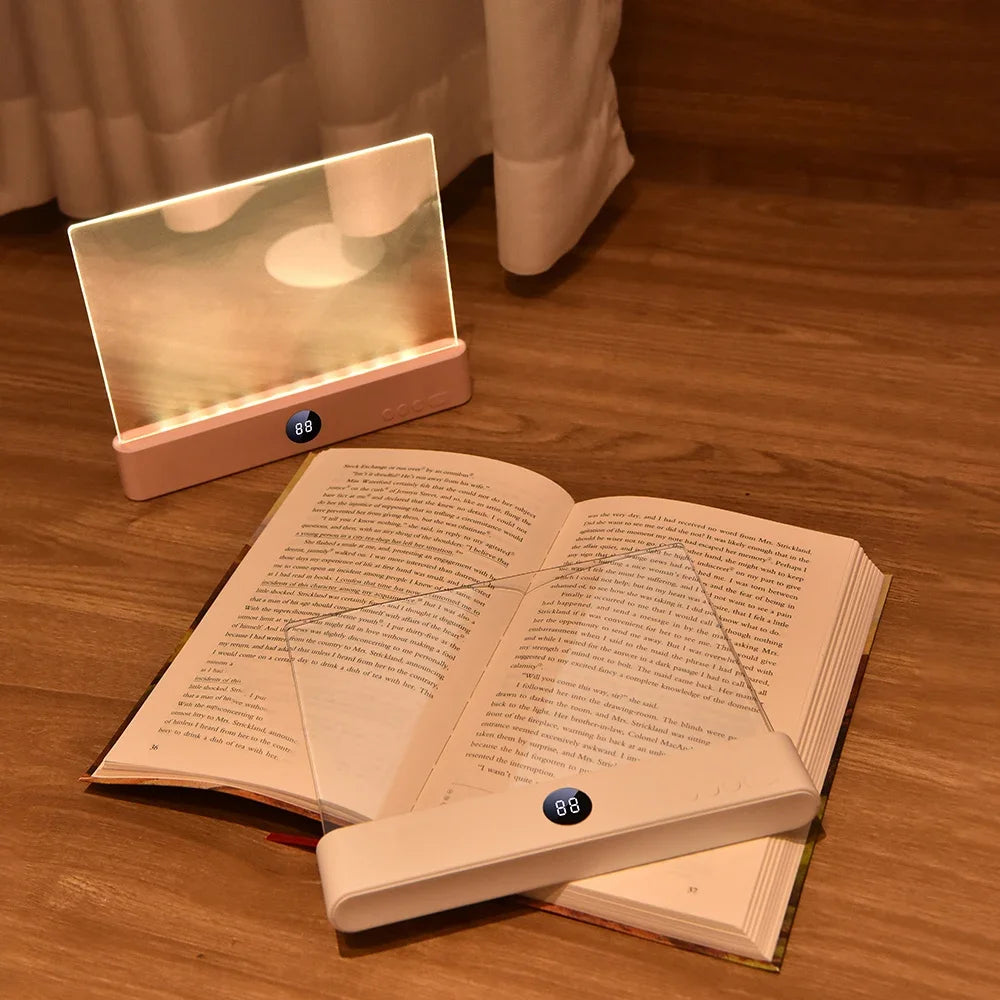 Book Light, LED,  Rechargeable, 3 Colors & Timer, Dimmable Panel