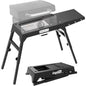 Heavy Duty Griddle Stand 17 & 22 Inch Outdoor Grill Table with Adjustable Legs, Side Shelf, Utensil Hooks - Portable