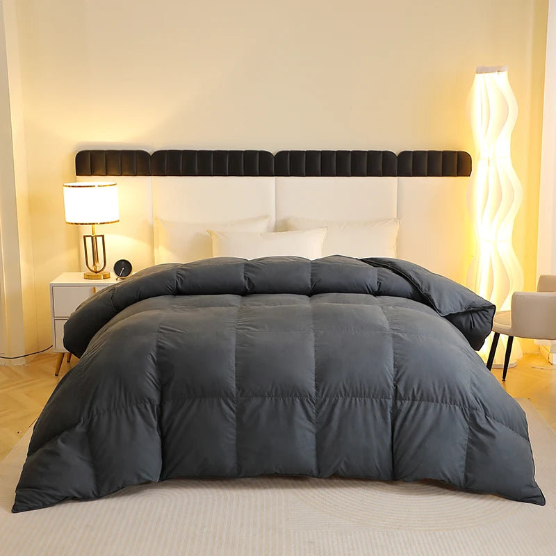 1 Piece Duck Feather Quilted Comforter - 100% Duck Feather Bedding for Allergy Sufferers