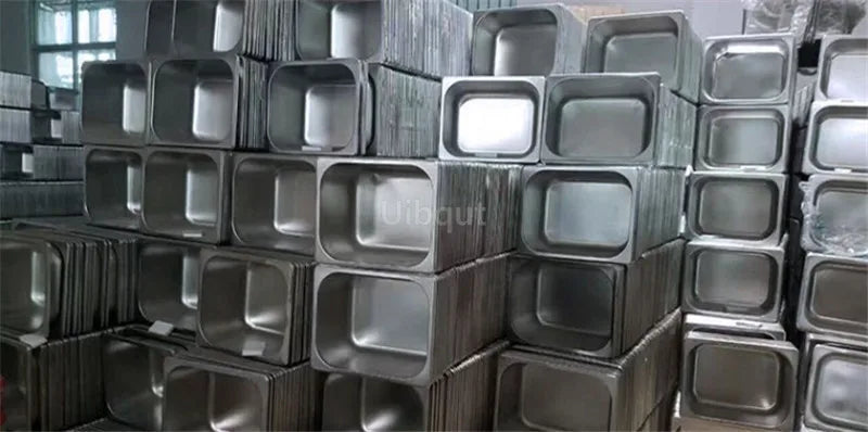 Square pot Kitchen Pans, 304 stainless steel 1/9 1/6 1/4 1/3 Food Chafing pans, Buffet Containers Lid 0.7 mm