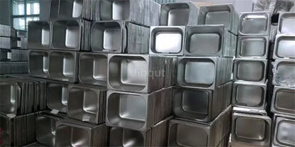 Square pot Kitchen Pans, 304 stainless steel 1/9 1/6 1/4 1/3 Food Chafing pans, Buffet Containers Lid 0.7 mm