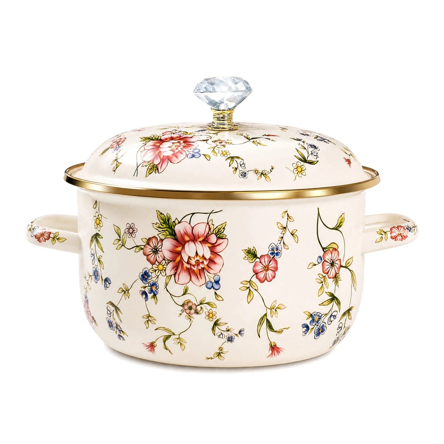 4.5 Quart Enamel Pot with Lid, Vintage Cooking Pot for Soup Stew Pasta, Dual Handle