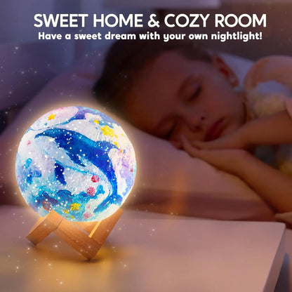 DIY 3D Moon Night Light For Kids, Paint Your Own Moon Lamp Kit