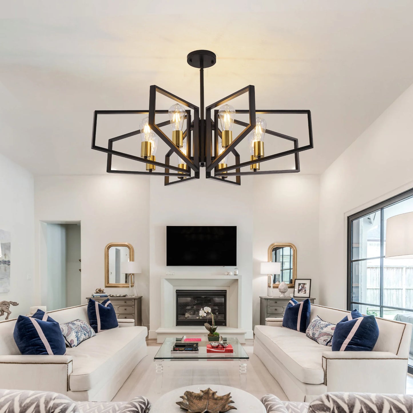 Modern Adjustable 8-Light Geometric Pendant Ceiling Light