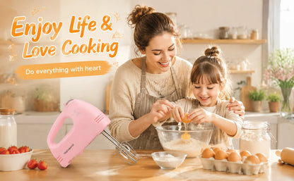 7 Speed Portable Electric Handheld Mixer with 5 Stainless Steel Accessories