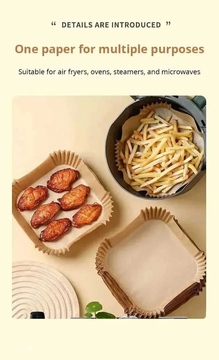 50Pcs Air Fryer Disposable Paper Non-Stick Airfryer Baking Papers