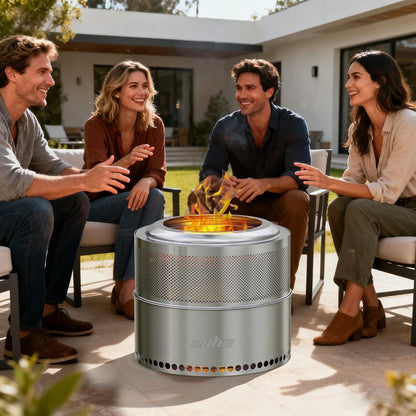 19 Inch Smokeless Fire Pit for Outdoor Wood Burning,  Portable 304, Perforated  Fireplace
