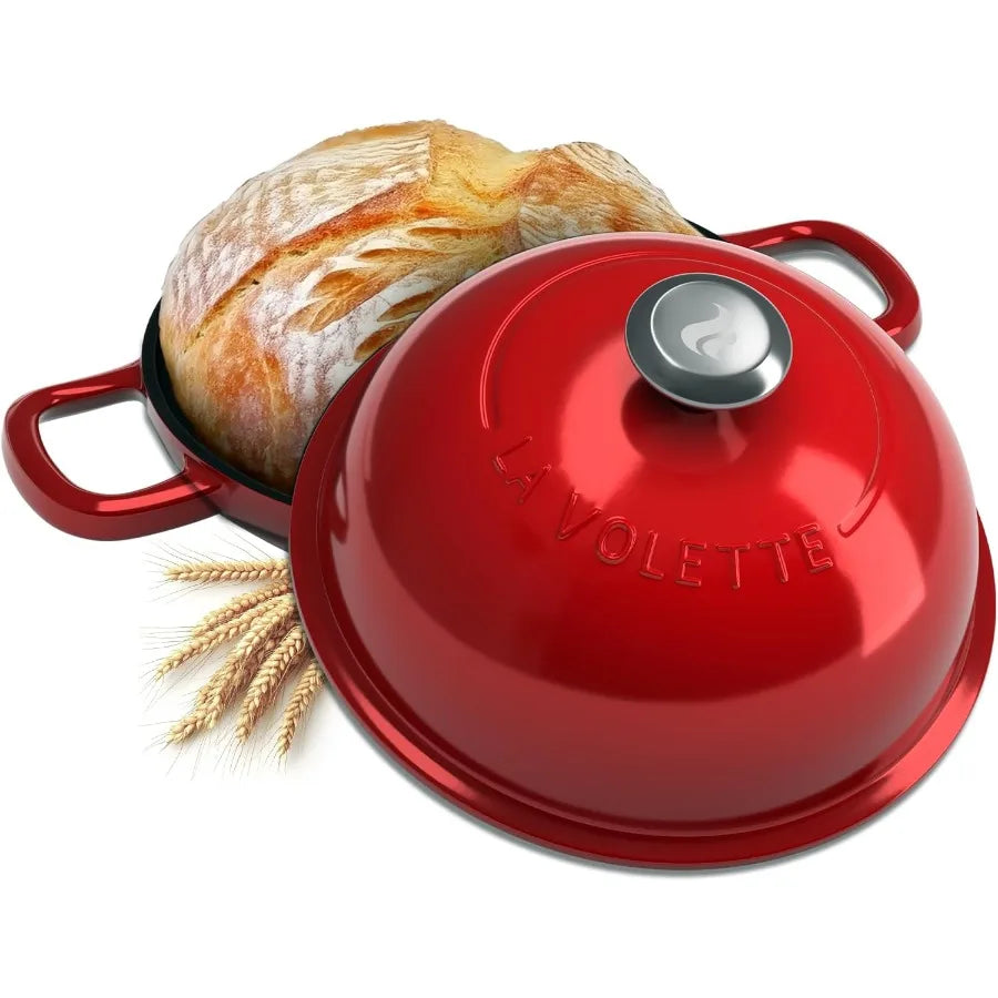 Enameled Cast Iron Bread Pan With Lid, 9 Piece Complete Bread Baking Set, Dutch Oven for Bread Baking 10 Inch Bread Oven with Lid