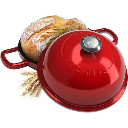 Enameled Cast Iron Bread Pan With Lid, 9 Piece Complete Bread Baking Set, Dutch Oven for Bread Baking 10 Inch Bread Oven with Lid