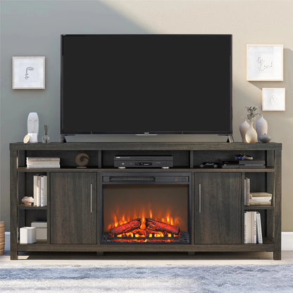 23 Inch Electric Fireplace Insert, Ultra Thin Space Heater with Realistic Dancing Flame and Log Set