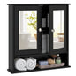 Bathroom Medicine Cabinet With Mirror, Wall Mounted Wooden Organizer With Doors And Shelves