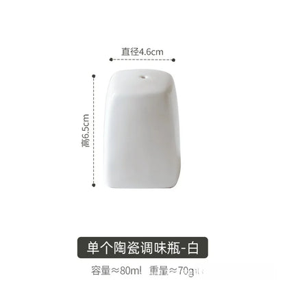 Japanese Simple Black White Ceramics Seasoning Bottle Set, Porcelain Pepper Shaker Salt or Spice
