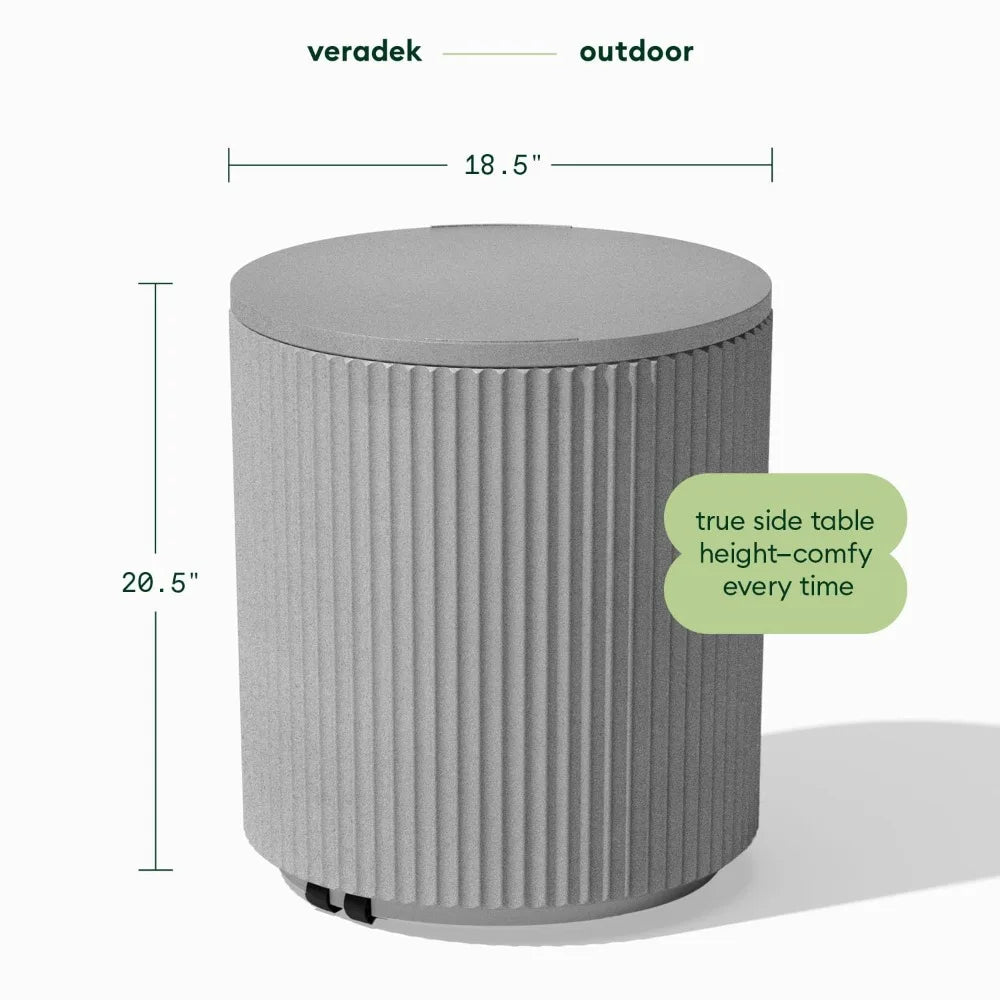 21in Outdoor Cooler Side Table, Modern, Stone-Plastic Composite,Weather Resistant