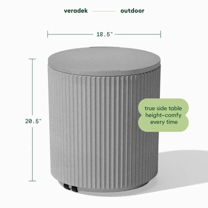 21in Outdoor Cooler Side Table, Modern, Stone-Plastic Composite,Weather Resistant