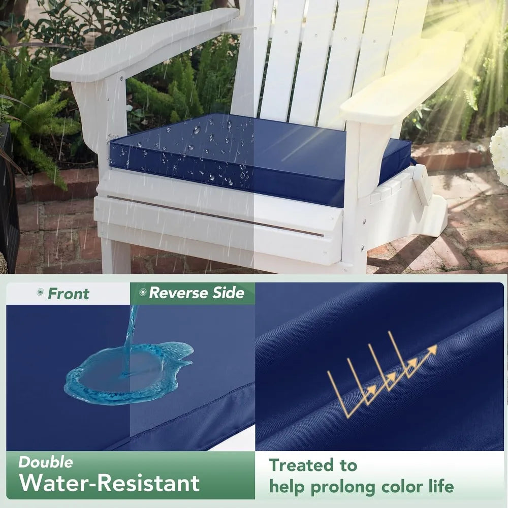 6-Pack Waterproof Patio Chair Cushions, 19x19x2 Inch, Fade Resistant, with Ties & Hidden Zipper, Navy
