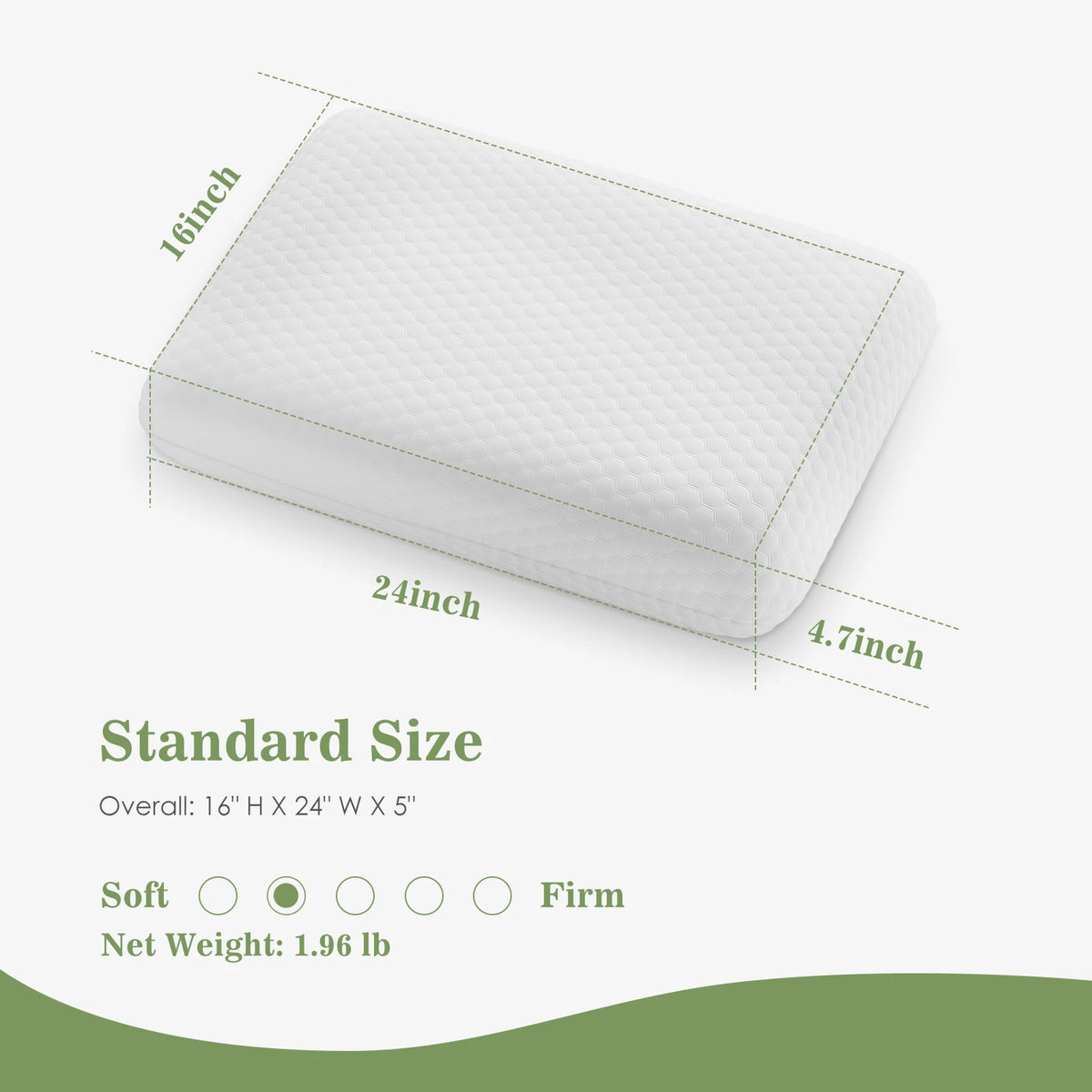 2-pieces Memory Foam Pillows, Standard Size Neck Pillow, Ventilated Cooling Bed Pillow with Removable Washable Cover ,