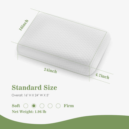 2-pieces Memory Foam Pillows, Standard Size Neck Pillow, Ventilated Cooling Bed Pillow with Removable Washable Cover ,
