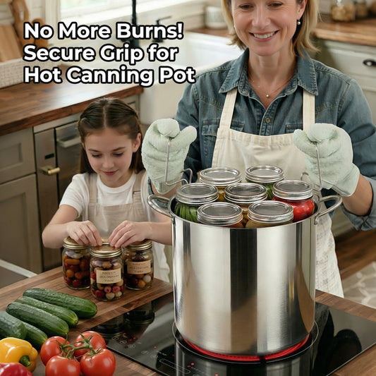 21.5QT Canning Supplies Starter Kit, 11PCS Stainless Steel Water Bath Canner Pot with Tempered Glass Lid, Wide Mouth Funnel, Jar Lifter, Heat-Resistant Gloves