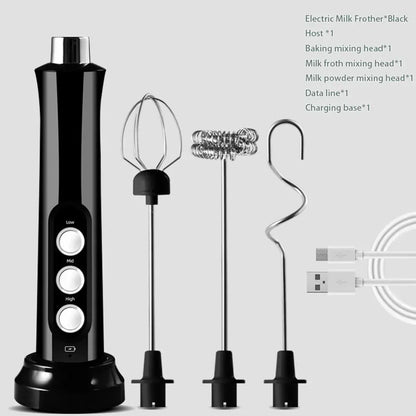 USB Rechargeable Milk Frother, Mini Handheld Electric Foam Maker, 3 Speed Stainless Steel Whisks for Latte Coffee Cappuccino Hot Chocolate