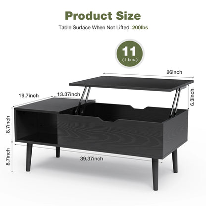 Lift Top Coffee Tables For Living Room, 39.37"x19.7" Wood, Adjustable Storage Shelf, Easy Lift Or Lower