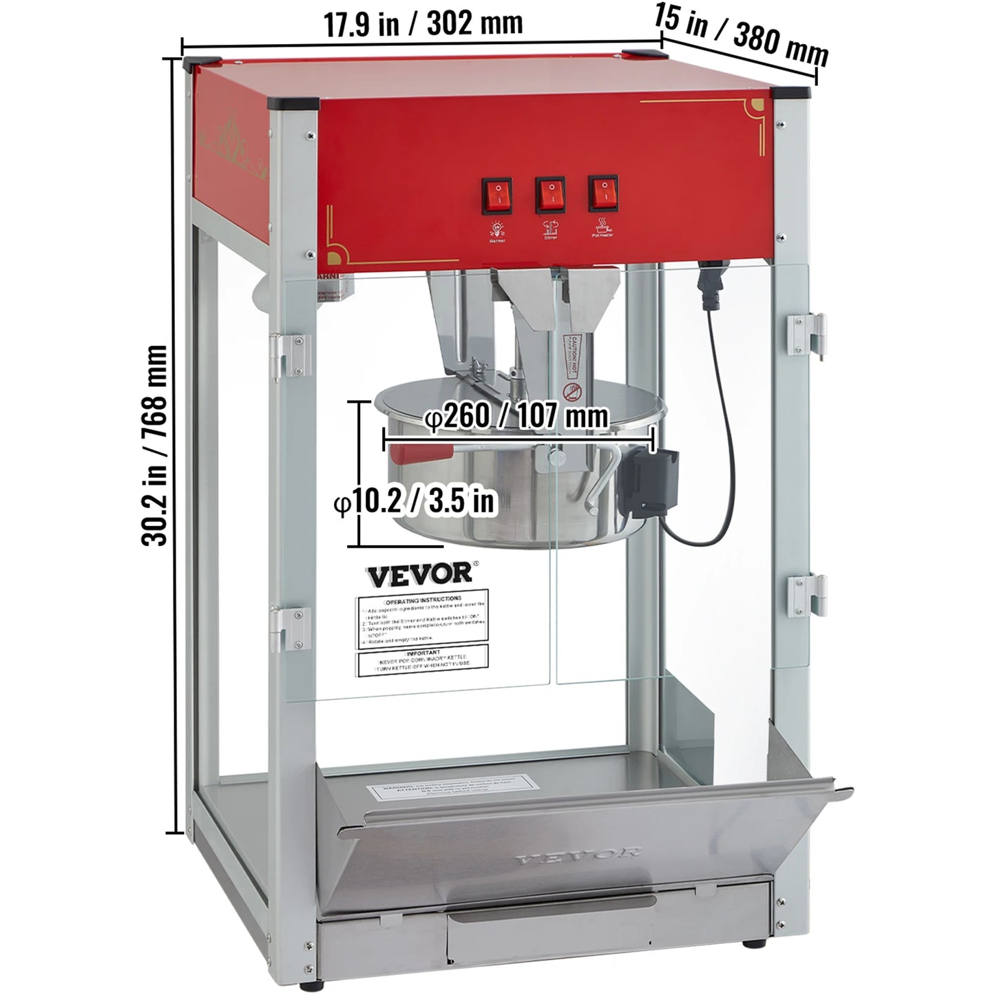 Electric Popcorn Maker, Commercial Popper Machine  with Scoop Spoon