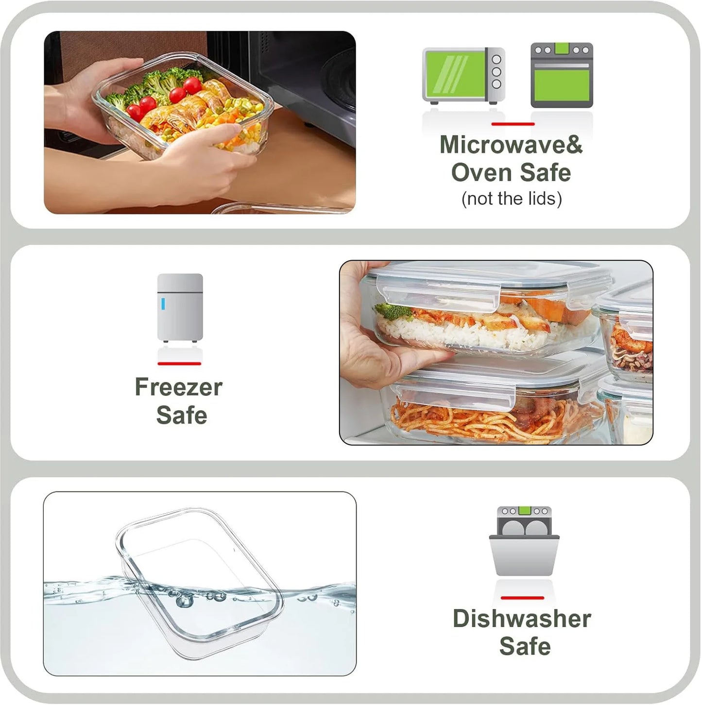 8-Pack Airtight Glass Food Storage Containers for Microwave,Oven,Freezer and Dishwasher