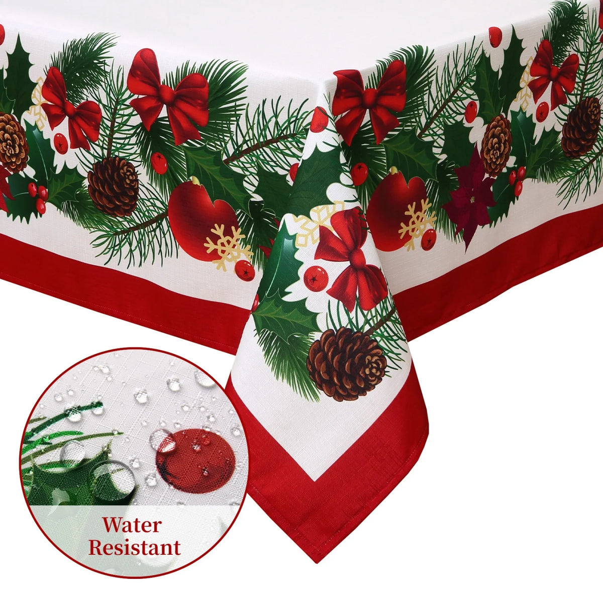 Christmas Tablecloth, Washable Table Cover, Festive Tablecloth for Dining Room, Party and Holiday Table Decorations