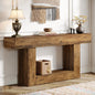 63" Console Table, Farmhouse 2-Tier Entryway Table with U-Shaped Base, Narrow Long Wood Sofa Table, Behind Couch Table
