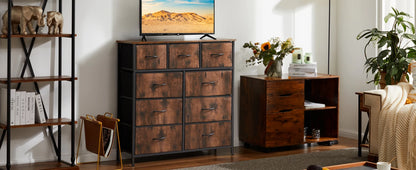 Dresser For Bedroom With 9 Fabric Storage Drawers, Tall Chest Organizer