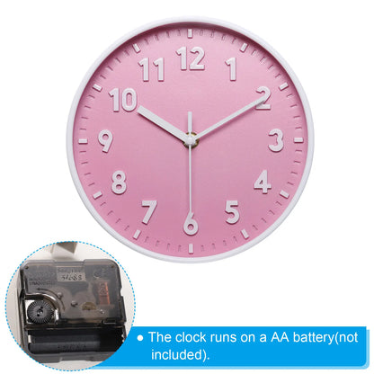 8 Inch 3D Quartz Wall Clock , Battery Operated Silent Non-Ticking