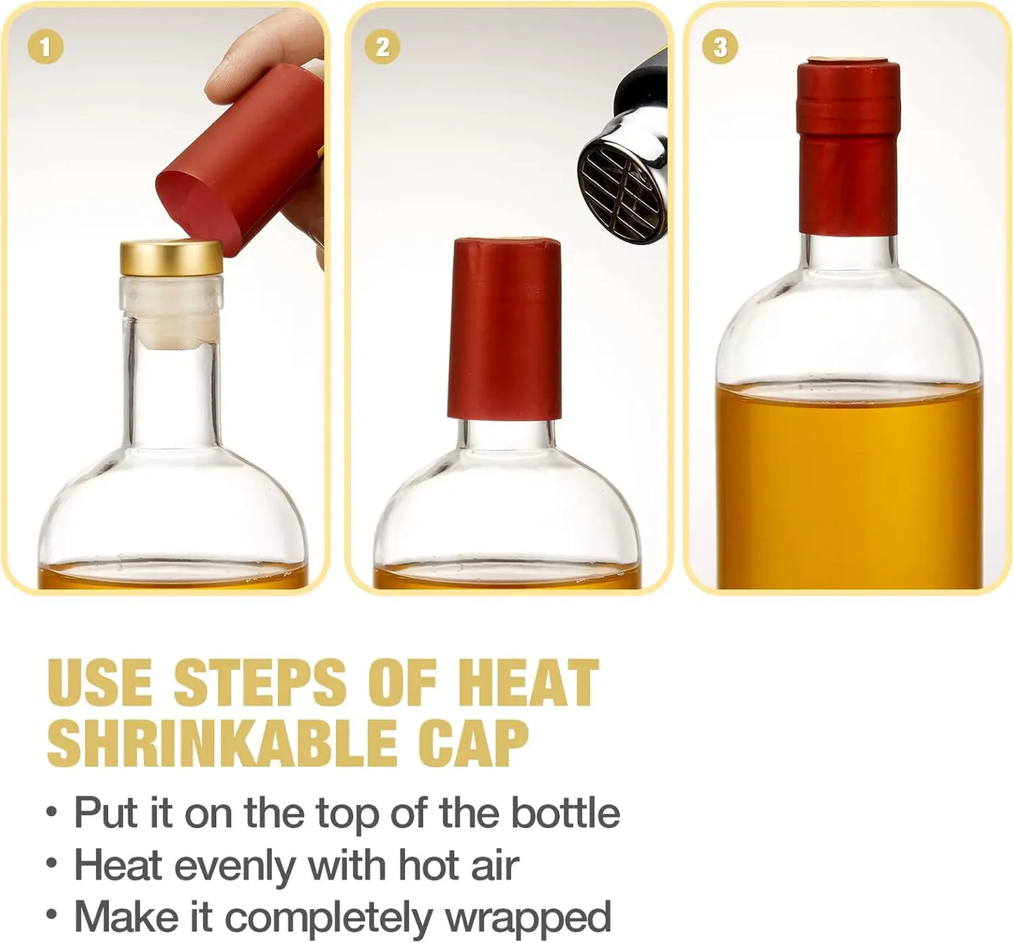 12 oz Glass Bottles with T-Top Caps, Set of 6 - Clear Heavy Base, Airtight Seal for Wine, Oil, Kombucha