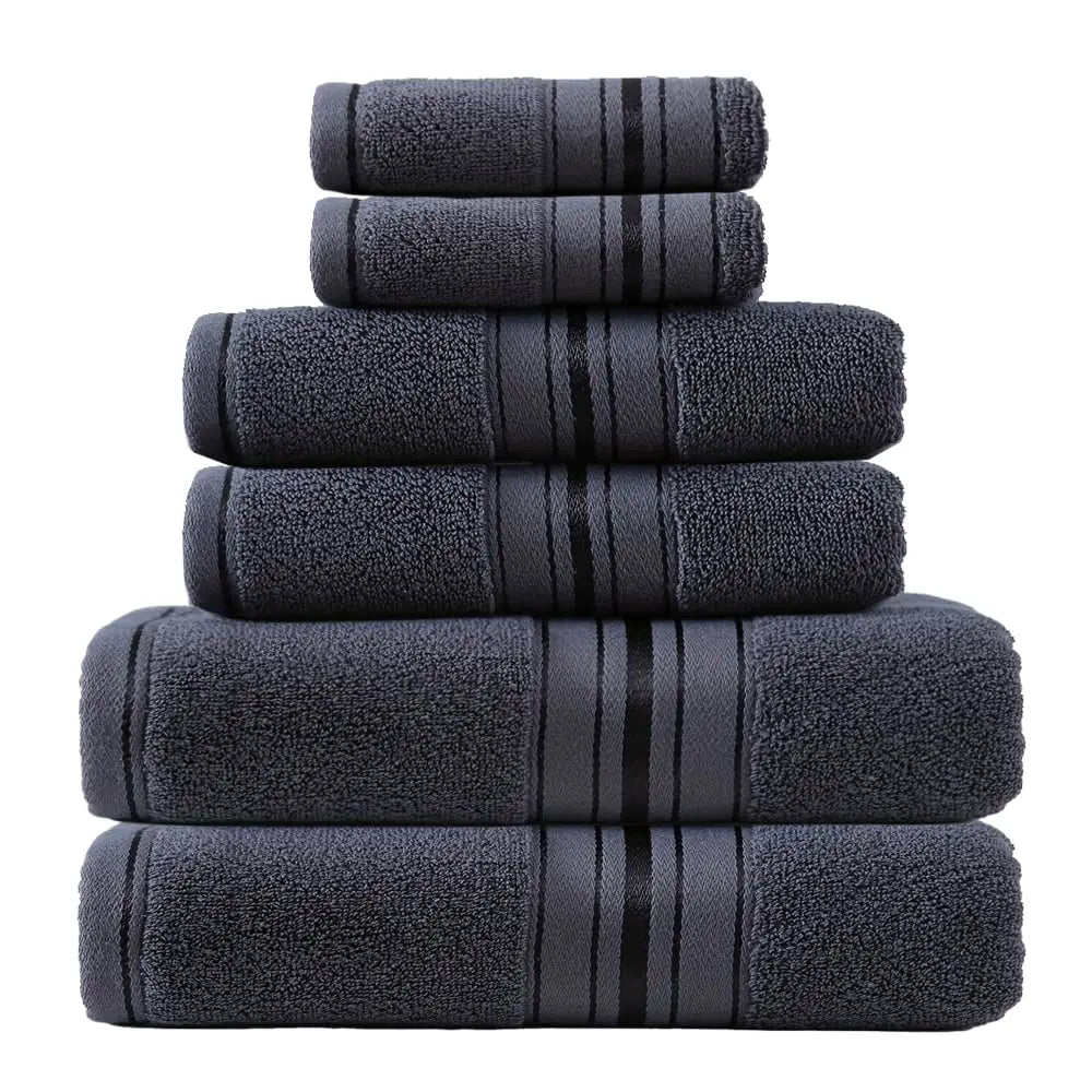 Luxury 6 Piece Towel Set, 2 Bath Towels 2 Hand Towel 2 Washcloths, 100% Cotton Turkish Towels