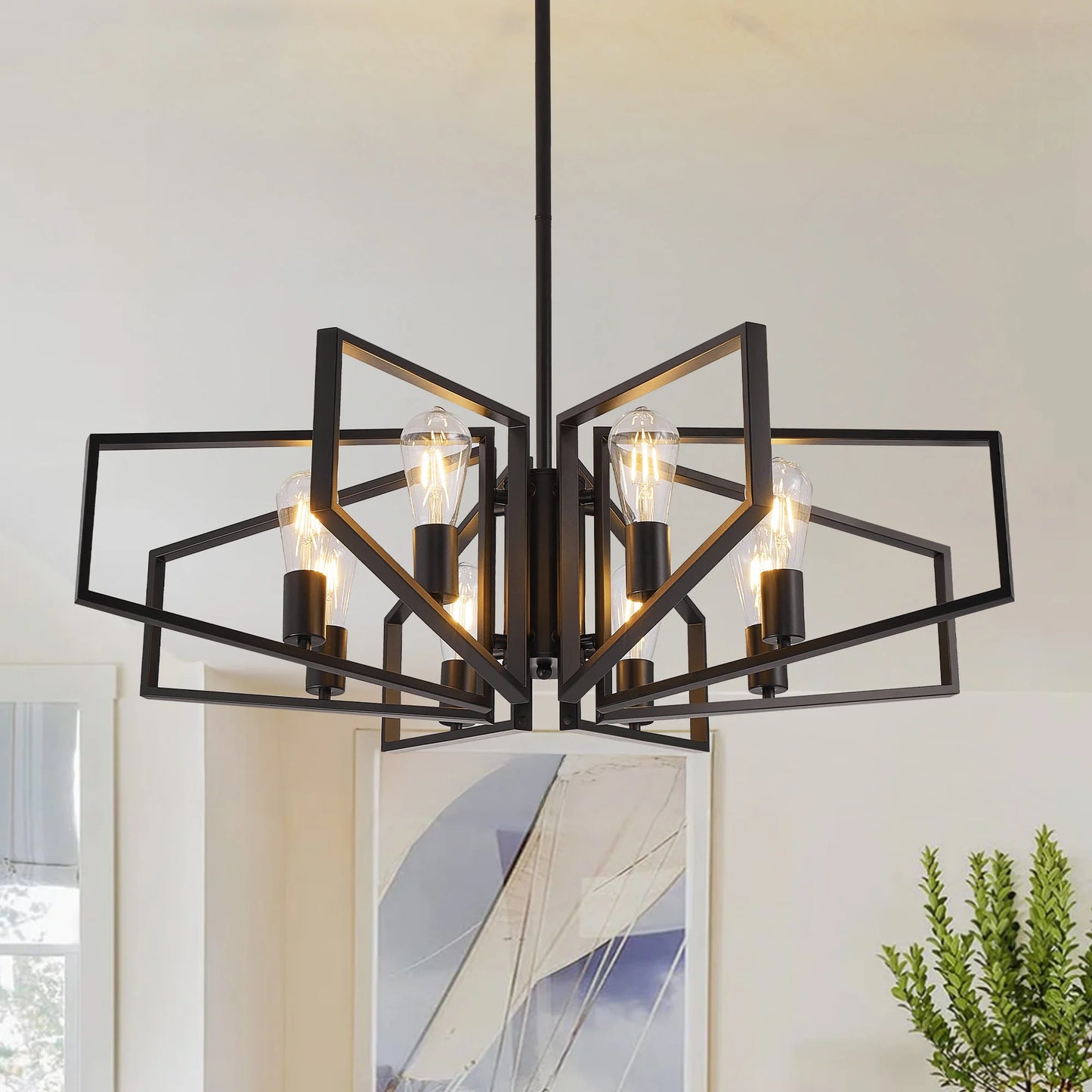 Modern Adjustable 8-Light Geometric Pendant Ceiling Light