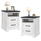 18 Inch Farmhouse Nightstands Set of 2, 2 Drawer Storage & Charging Station